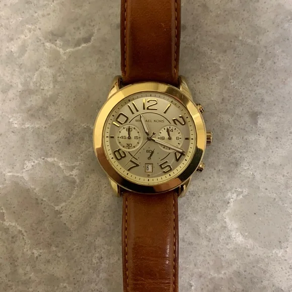 Accessories Michael Kors Mercer Watch With Leather Strap Mk 2251